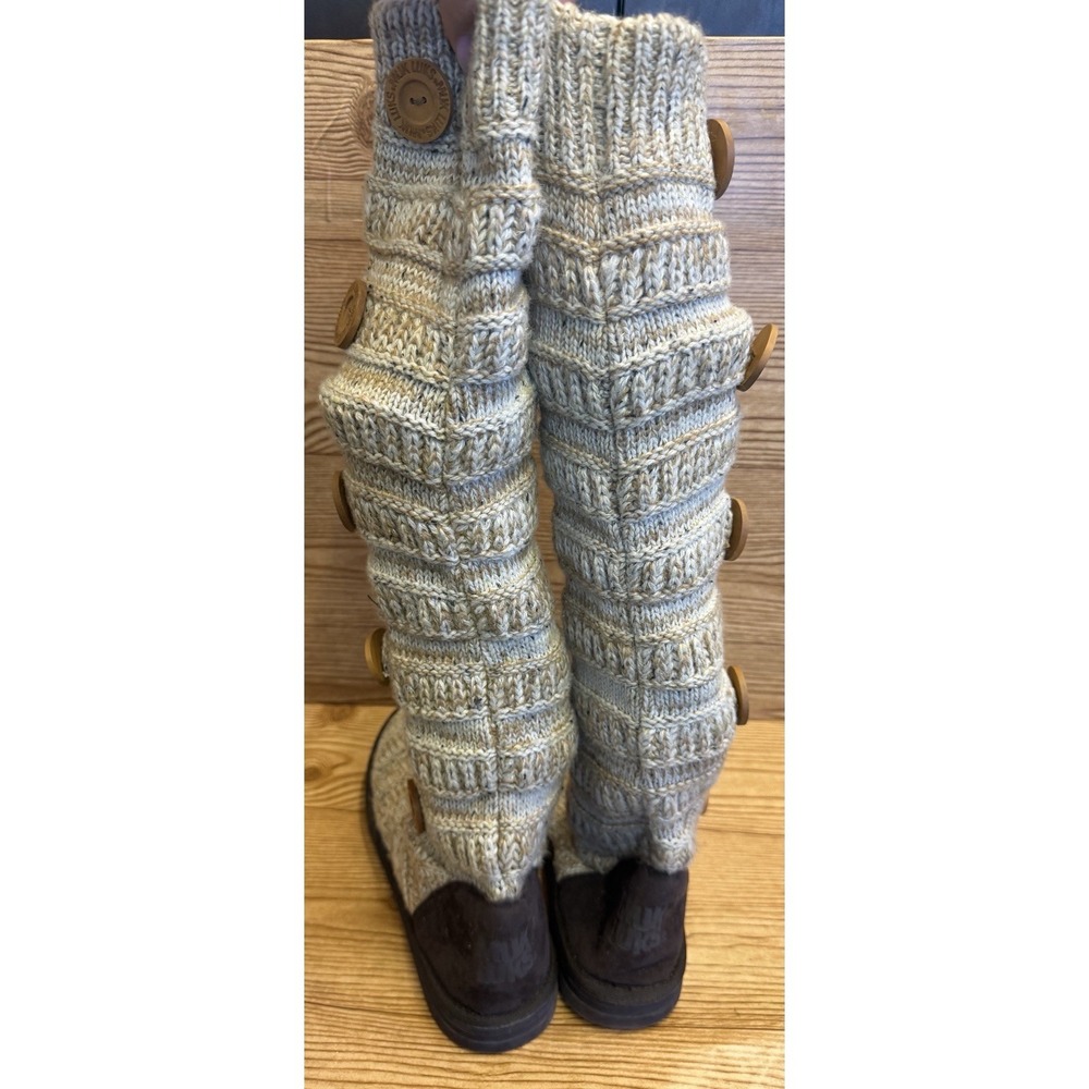 MUK‎ LUKS Women's Miranda Knit Sweater Boots Tall Tan Womens Size 10 - Picture 4 of 7